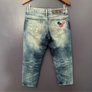 BASHA Embroidered Patch Rhinestone Disney Mickey Mouse Jeans Size 27